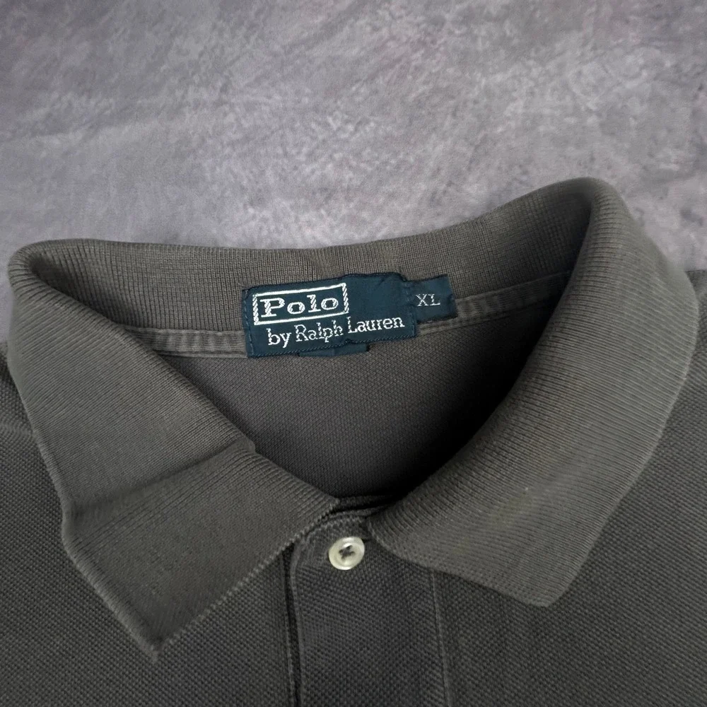 Polo Ralph Lauren Mens XL Grey Vintage Y2K Short Sleeve Pique Polo Shirt 0811